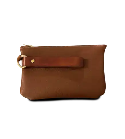 camel lealther wristlet